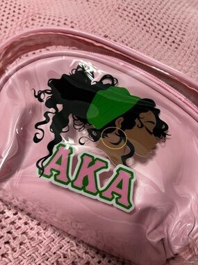 Pink & Green sorority accessories tote bag set